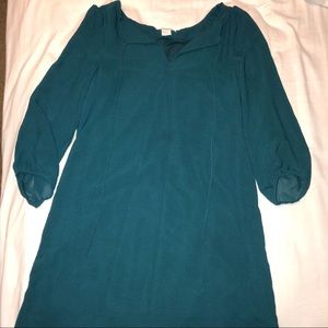H&M Blue-Green Shift Dress 3/4 Sleeves